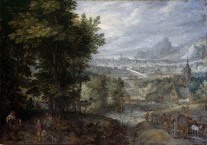 Uma paisagem arborizada de Jan the Elder Brueghel