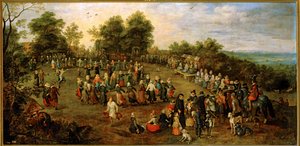 Dança folclórica diante dos arquiduques ... (pintura sobre tela) de Jan the Elder Brueghel