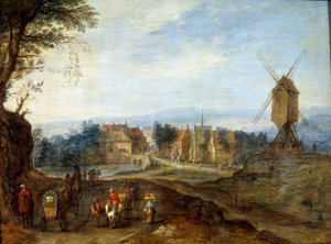 Paisagem no moinho de vento Pintura de Jan Breugel Le Vieux chama Bruegel de Velours (Brueghel ou Breughel de Jan the Elder Brueghel