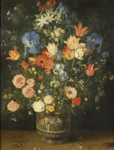 Ainda vida com flores em um frasco esculpido, c.1620-24 de Jan the Elder Brueghel