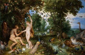O Jardim do Éden com a Queda do Homem, c. 1615 de Jan the Elder Brueghel