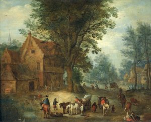 Cena da Aldeia, c.1640-60 (óleo sobre cobre) de Jan the Elder Brueghel