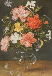 Ainda vida de cravos e outras flores