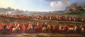 Uma Caravana Turca fora de Constantinopla (óleo sobre tela) de Jan van (attr. to) Huchtenburgh