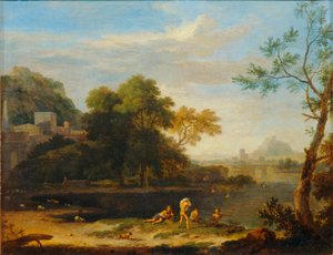 Paysage avec baigneurs - Paisagem com banhistas ... de Jan van (follower of) Huysum