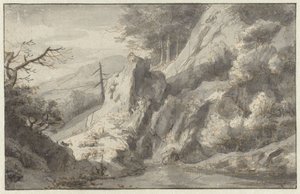 Paisagem de montanha com coníferas mortas de Jan van Aken