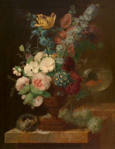 Bouquet de flores (óleo sobre painel) de Jan van Amstel