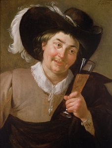 Retrato, de, um, homem, segurando, um, copo vinho