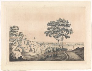 Paisagem com um castelo em uma colina de Jan van Call (I) (possibly)