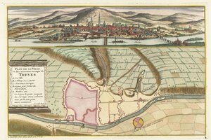Mapa de Trier, 1704 Plan de la Ville et: Chateau: de Traarbach (título no objeto) de Jan van Call (II)
