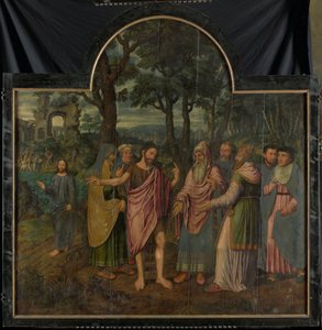 João Baptista admoesta os fariseus, painel do meio de um tríptico de Jan van Coninxloo (II)