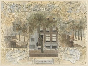 Casa em Leliegracht, ladeada pelas pontes sobre Prinsengracht e Keizersgracht de Jan van Essen