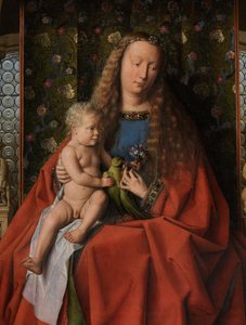 Detalhe da Virgem e da Criança com Santos Donatianos e Jorge e Cónego Joris van der Paele, c.1436 (óleo sobre madeira) de Jan van Eyck