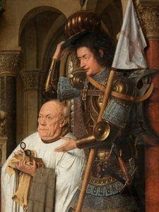Pormenores da Virgem e da Criança com o Cónego Joris van der Paele de Jan van Eyck