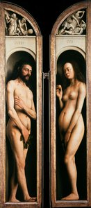O Retábulo de Gante. Adoração do Cordeiro Místico: Adão e Eva, 1432. de Jan van Eyck