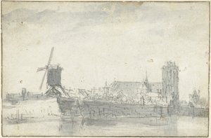 Vista de Dordrecht a partir da água de Jan van Goyen (possibly)