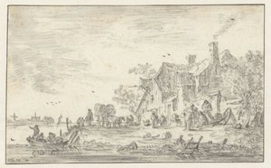 Casa agrícola nas margens de um rio de Jan van Goyen