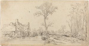 Casa de campo perto de um rio de Jan van Goyen