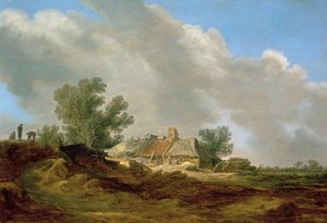 Paisagem dunar com casa de campo e figuras de Jan van Goyen
