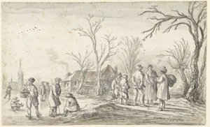 Números numa aldeia no Inverno de Jan van Goyen