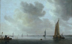 Barcos de pesca fora de um estuário de Jan van Goyen