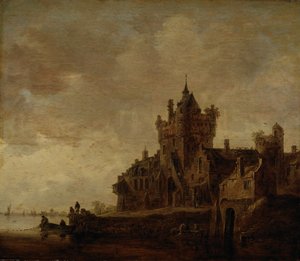 Paisagem fluvial com castelo