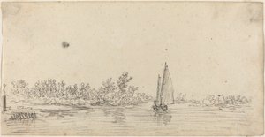 Veleiro em um estuário de Jan van Goyen