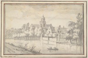 Vista do castelo e da casa no rio de Jan van Goyen