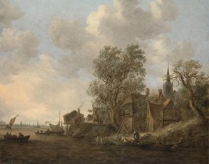 Vista de uma cidade sobre um rio de Jan van Goyen