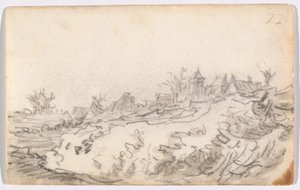 Aldeia na encosta ensolarada de Jan van Goyen