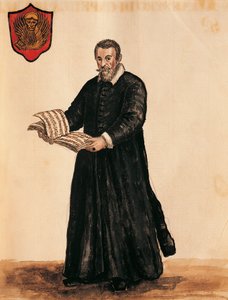 Itália, Veneza, Retrato do compositor italiano Claudio Monteverdi (1567 - 1643) de Jan van Grevenbroeck