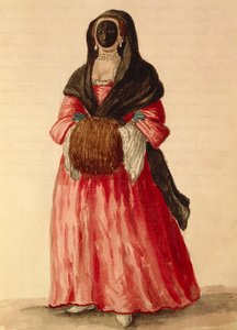 Moretta, máscara veneziana, aguarela de Giovanni Grevembroch, Itália