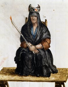 Feiticeira, ilustração de Fantasias de Venezianos de quase todas as idades, diligentemente recolhidas e pintadas no século XVIII, Giovanni di Grevembroch (1731-1807) de Jan van Grevenbroeck