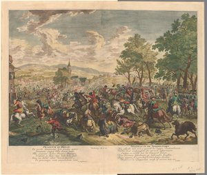 Batalha Equestre, c. 1702 Praelium na Bélgica / Batalha da Holanda (título no objeto) de Jan van Huchtenburg
