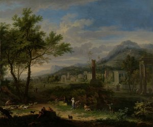 Paisagem Arcadiana com Pescadores de Jan van Huysum