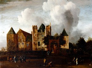 Uma Vista do Castelo Purmerend, perto de Monnickendam, Waterland, Holanda de Jan van III Kessel