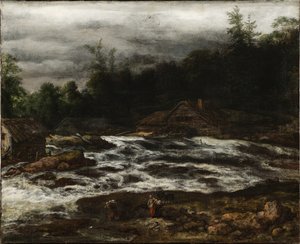 Cenário de montanha com cachoeira de Jan van Kessel d.Æ.