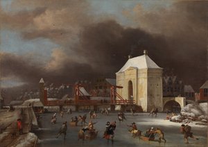 Vista do Heiligewegspoort em Amsterdã de Jan van Kessel the Elder