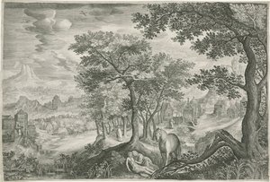 Paisagem montanhosa com o Bom Samaritano de Jan van Londerseel