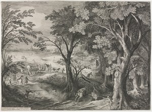 Paisagem com viajantes atacados por um bando de ladrões de Jan van Londerseel