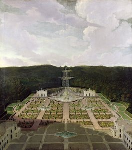 Vista do jardim e gruta no pé das cachoeiras para o octógono, depois de 1716