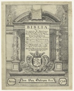 Página de título de uma Bíblia de 1721 de Jan van Oosterom