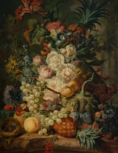 Ainda vida com frutas e flores de Jan van Os