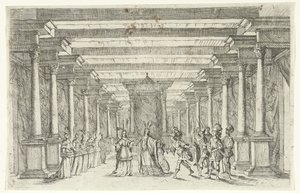 Um guerreiro a cumprimentar um soberano
Desenhos para cenários (título da série)