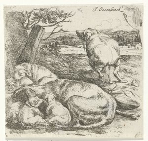 Fêmea com cachorros de Jan van Ossenbeeck