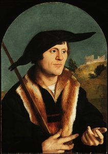 Um peregrino, c.153040 (óleo no painel de masonite arqueado) de Jan van Scorel