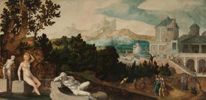 Paisagem com Bathsheba, c. 1540-45 de Jan van Scorel
