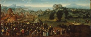Paisagem com torneio e caçadores de Jan van Scorel