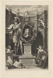Retrato do Arquiduque Leopold William da Áustria como coleccionador de arte
Theatrum Pictorium (título da série)
Página de título para: David Teniers, Theatrum Pictorium, 1658