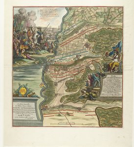 Escória de Höchstädt, 1704 Mapa da gloriosa batalha dada em 13 de agosto perto de Hochstett no Danúbio (...) (título no objeto)
